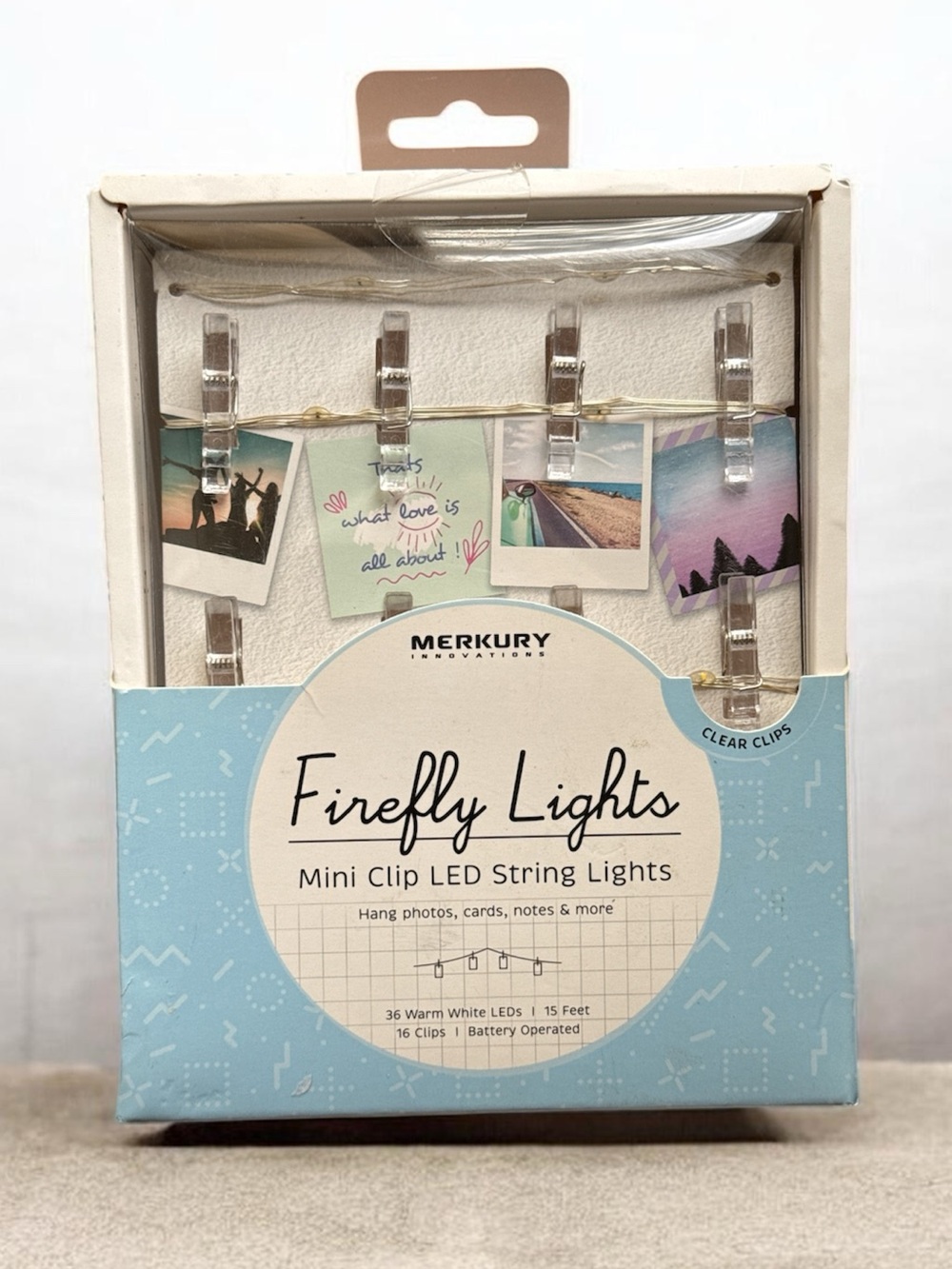 Firefly Lights Mini Clip LED String Lights - Clear Clips, White LEDs